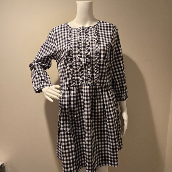 Draper James Wanda Dress Navy Gingham S - Picture 1 of 6